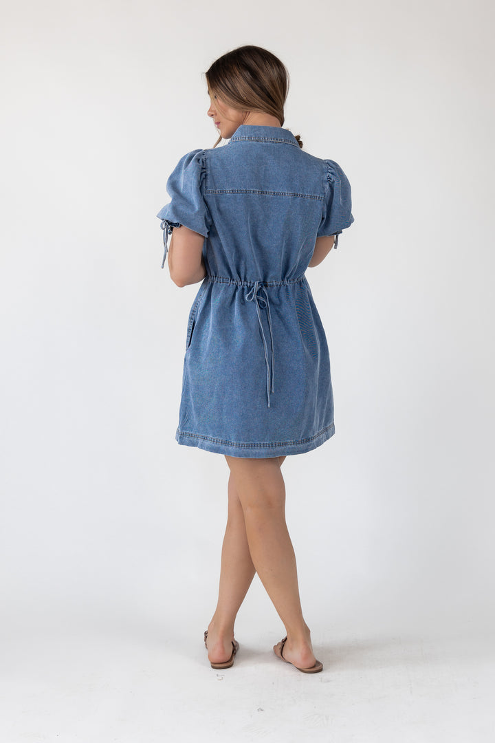 Camden Tie-Back Denim Mini Dress