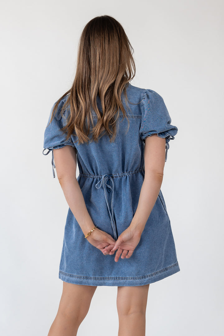Camden Tie-Back Denim Mini Dress
