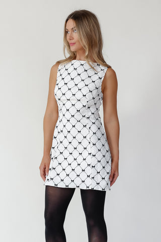 Carmine Ivory Bow Mini Dress - Final Sale