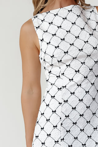 Carmine Ivory Bow Mini Dress - Final Sale