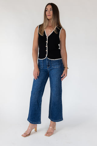 Caroline Black Scallop Sweater Vest