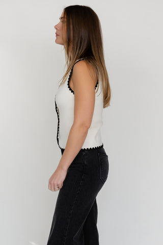 Caroline Scallop Vest - Cream