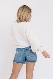 Cora White Long Sleeve Rib Knit Sweater 180 SWEATERS