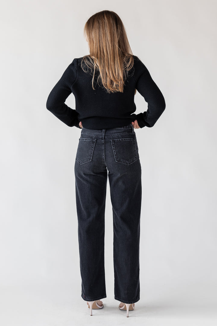 Cortez Washed Black Relaxed Straight Jean - Final Sale