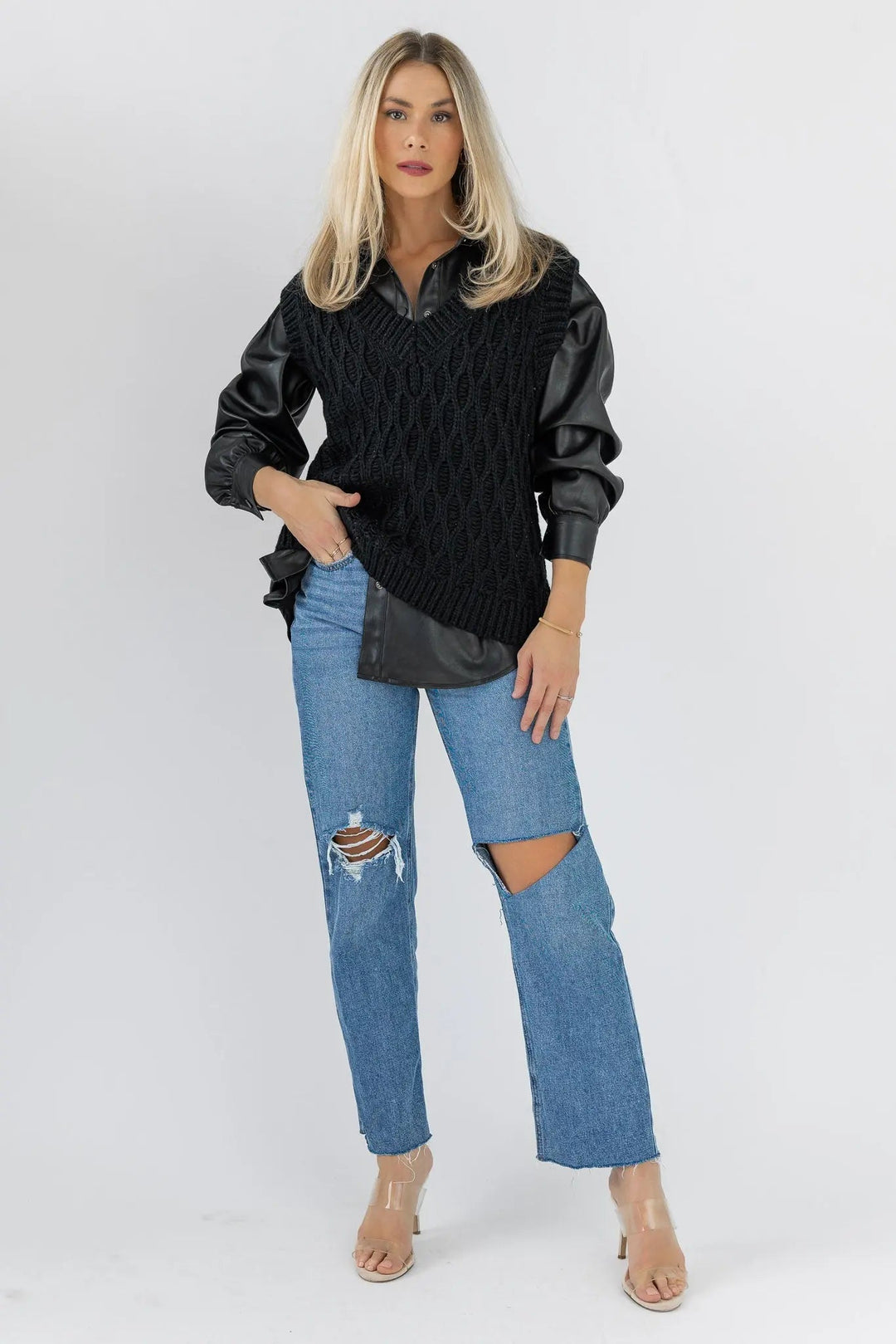 Cozy Chalet Black Sweater Vest - Final Sale