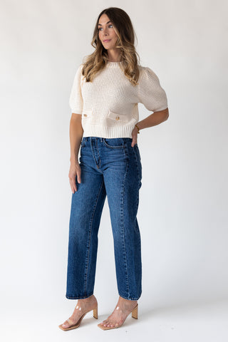 Simone Cream Waffle Knit Sweater