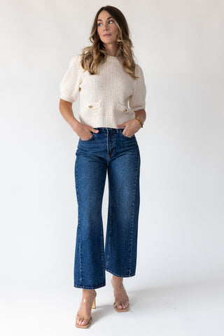 Simone Cream Waffle Knit Sweater