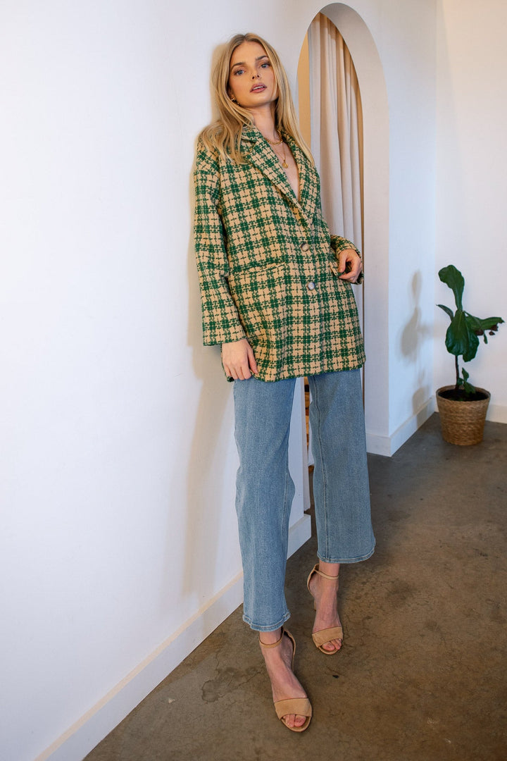 Whitney Green Plaid Tweed Blazer - Final Sale