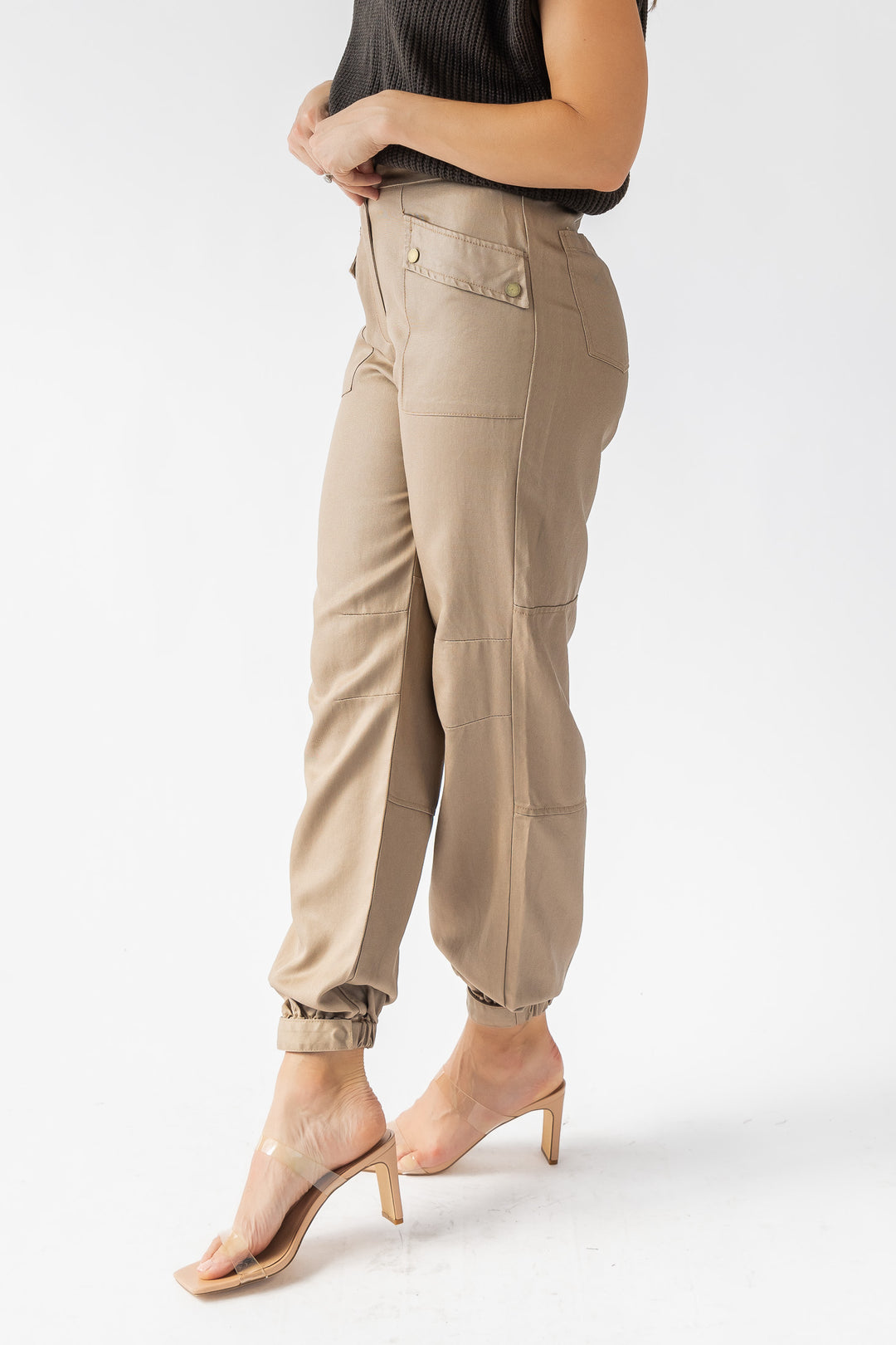 Dane Taupe Coated Cargo Pants - Final Sale