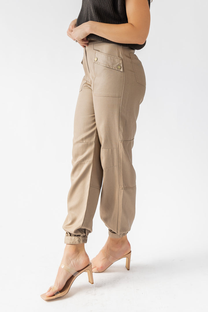 Dane Taupe Coated Cargo Pants - Final Sale