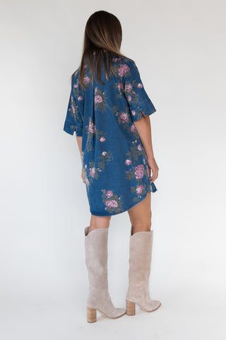 Daphne Floral Denim Dress