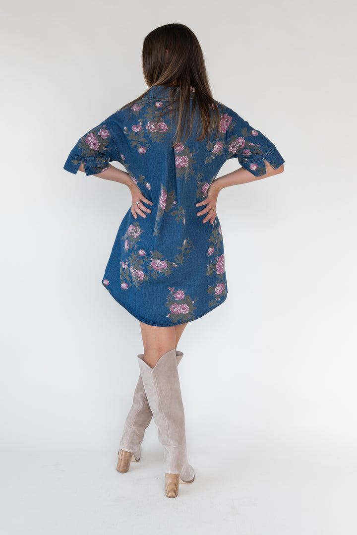 Daphne Floral Denim Dress