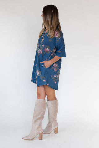 Daphne Floral Denim Dress