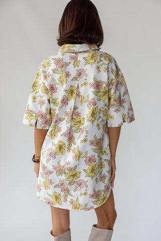 Daphne Floral Denim Dress - Off White