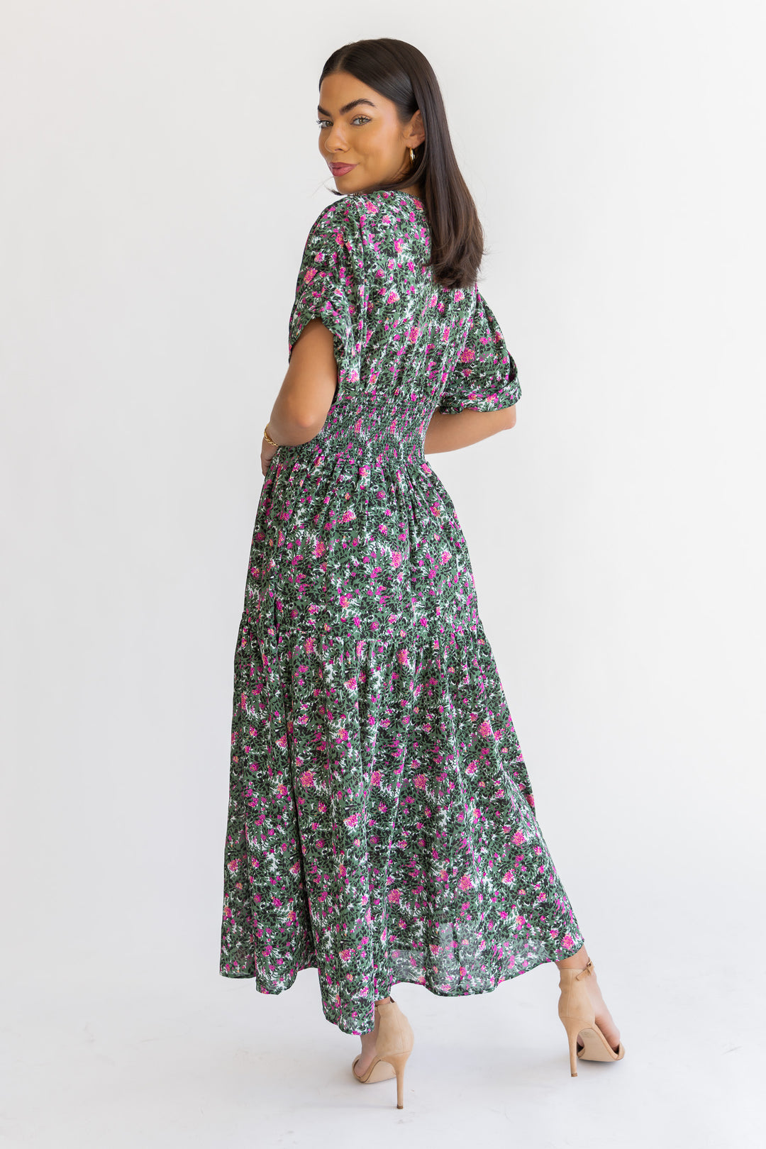 Daria Green Floral Maxi Dress