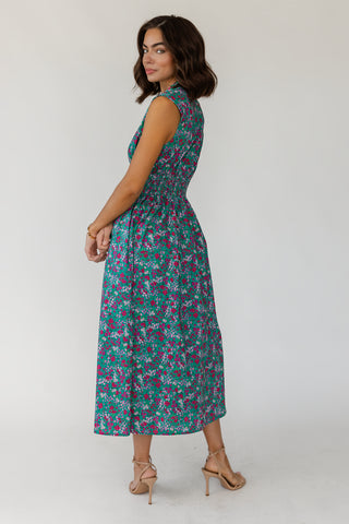 Edie Zip Floral Midi Dress - Preorder