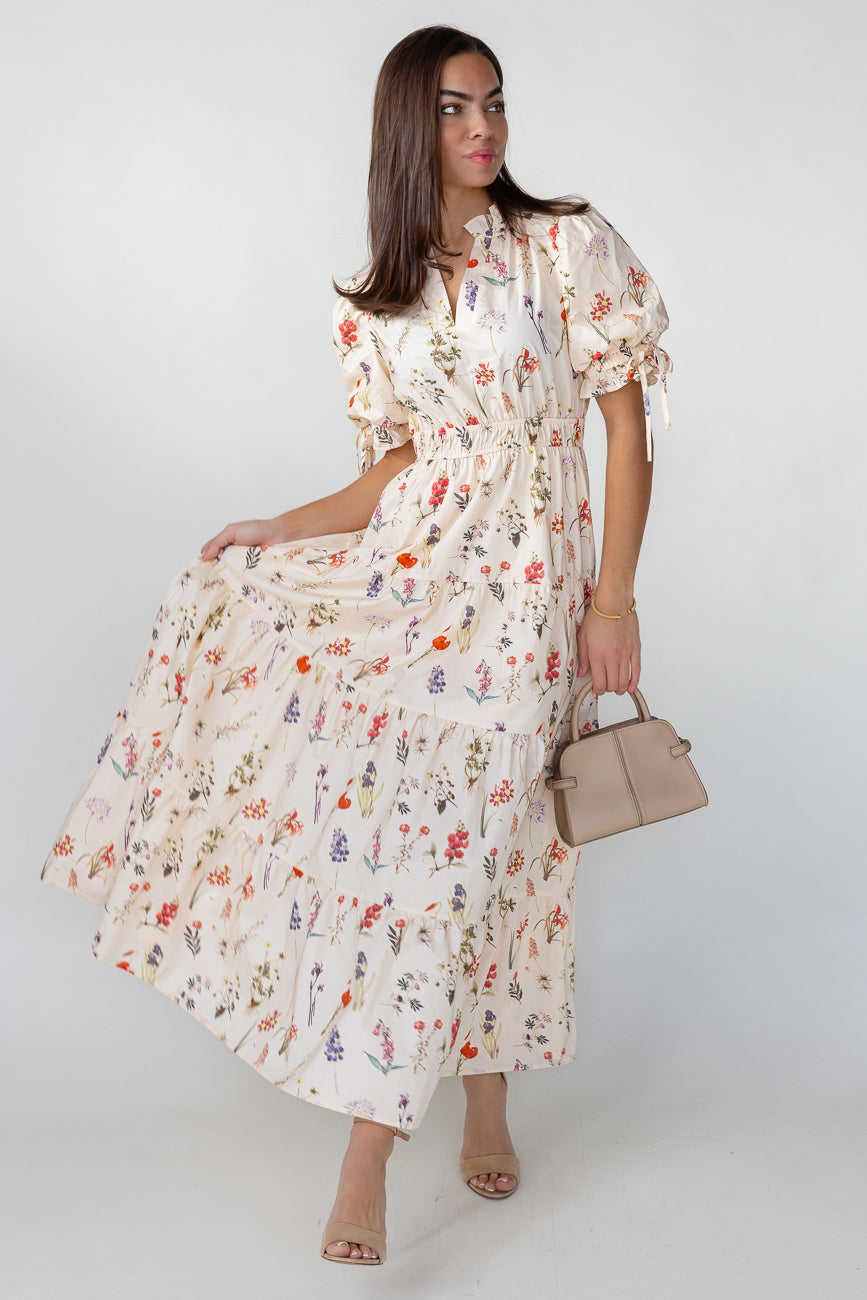 Elowen Dress - Ecru Floral