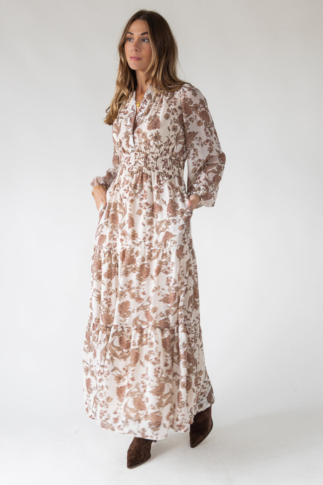 Ember Cream Floral Maxi Dress