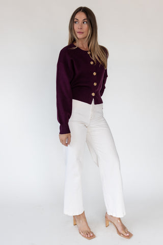 Fallon Burgundy Button Knit Cardigan
