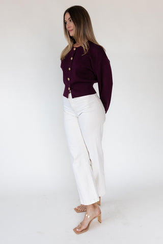Fallon Burgundy Button Knit Cardigan
