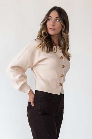 Fallon Cream Button Knit Cardigan