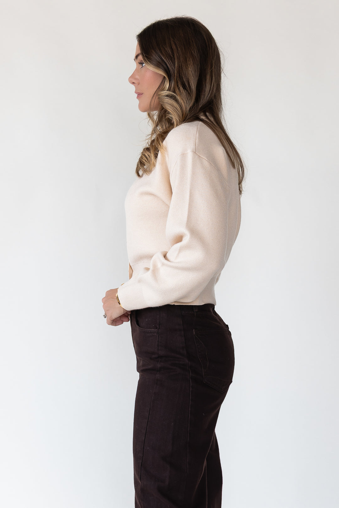 Fallon Cream Button Knit Cardigan