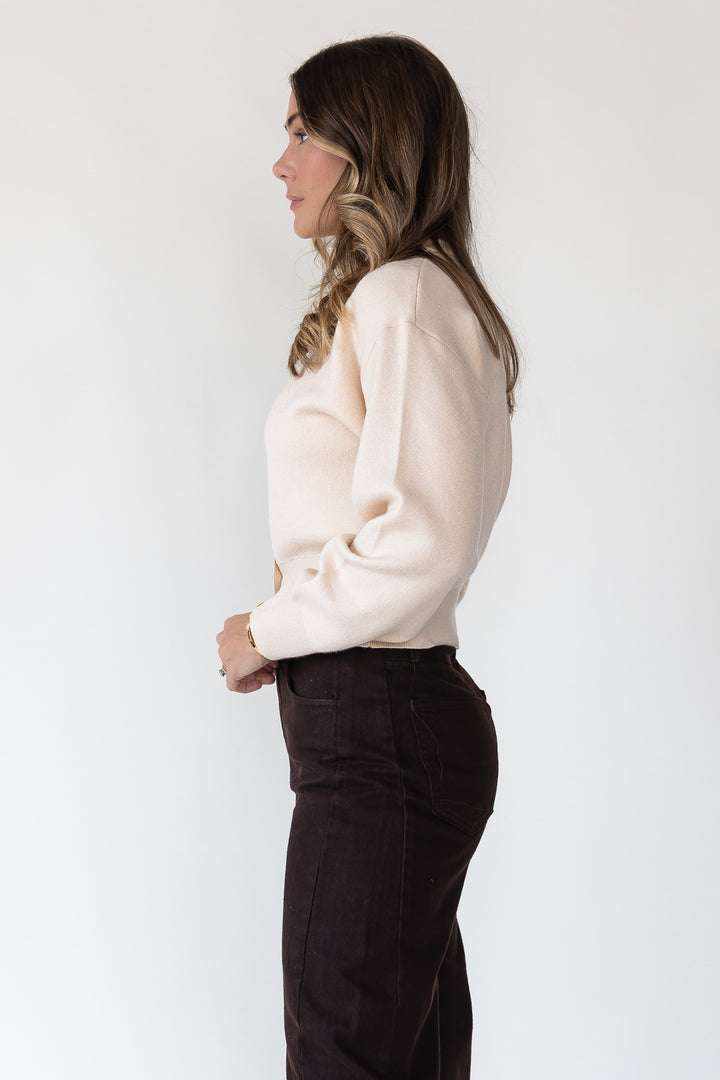 Fallon Cream Button Knit Cardigan