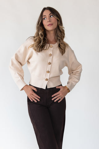 Fallon Cream Button Knit Cardigan