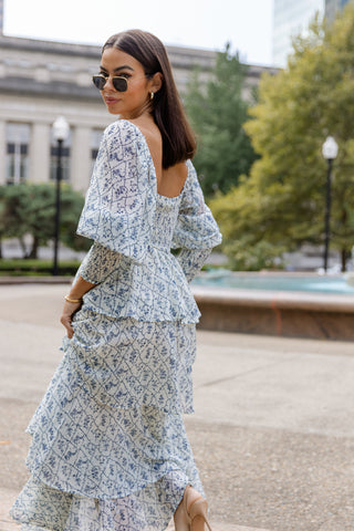 Florence Cream Floral Tiered Maxi Dress