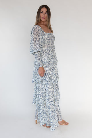 Florence Cream Floral Tiered Maxi Dress