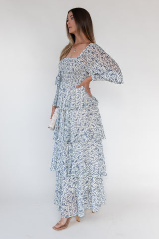 Florence Cream Floral Tiered Maxi Dress
