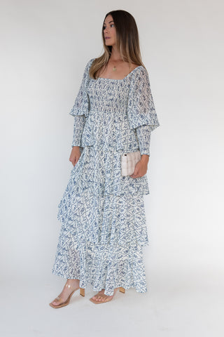 Florence Cream Floral Tiered Maxi Dress