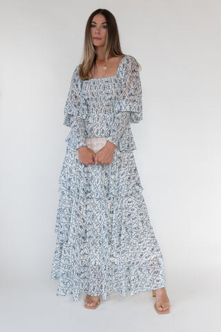 Florence Cream Floral Tiered Maxi Dress