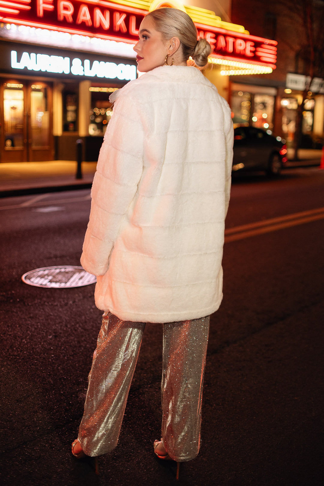 Frosty Frill Ivory Faux Fur Coat - JO+CO