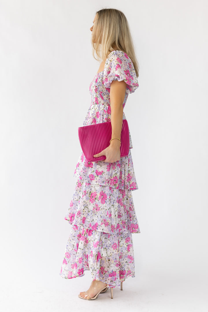 Garden Goddess Pink Floral Maxi Dress