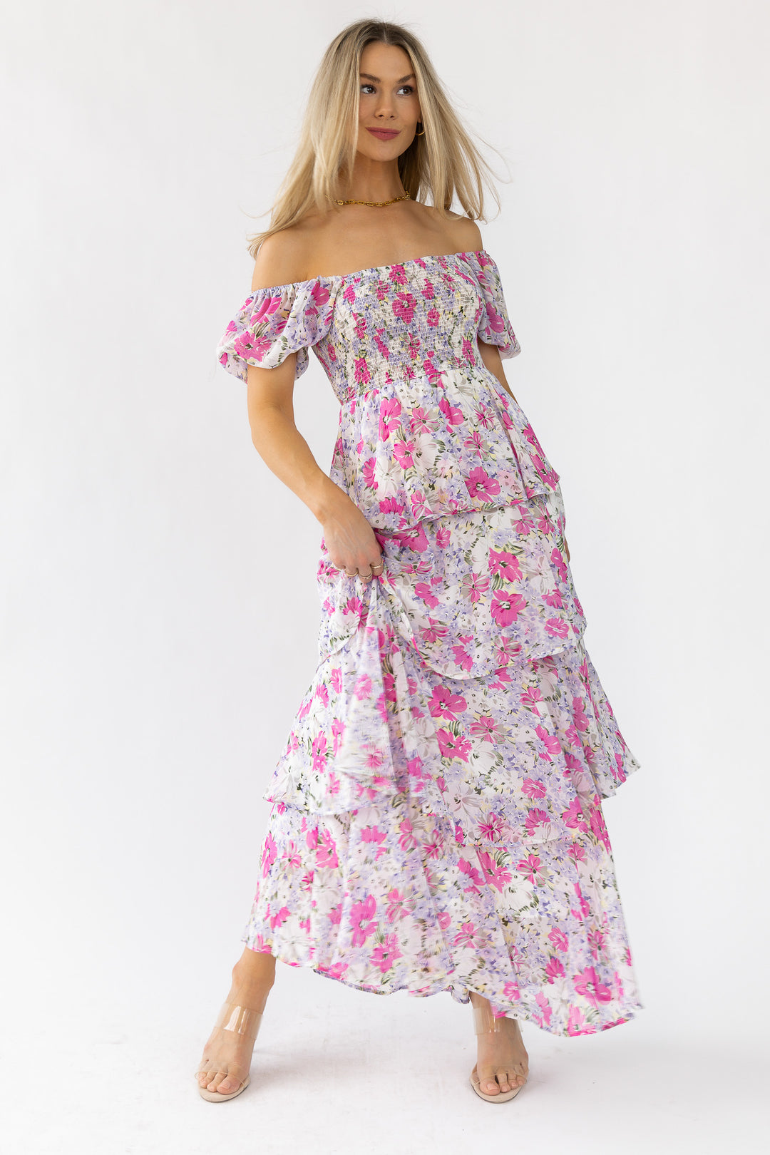 Garden Goddess Pink Floral Maxi Dress