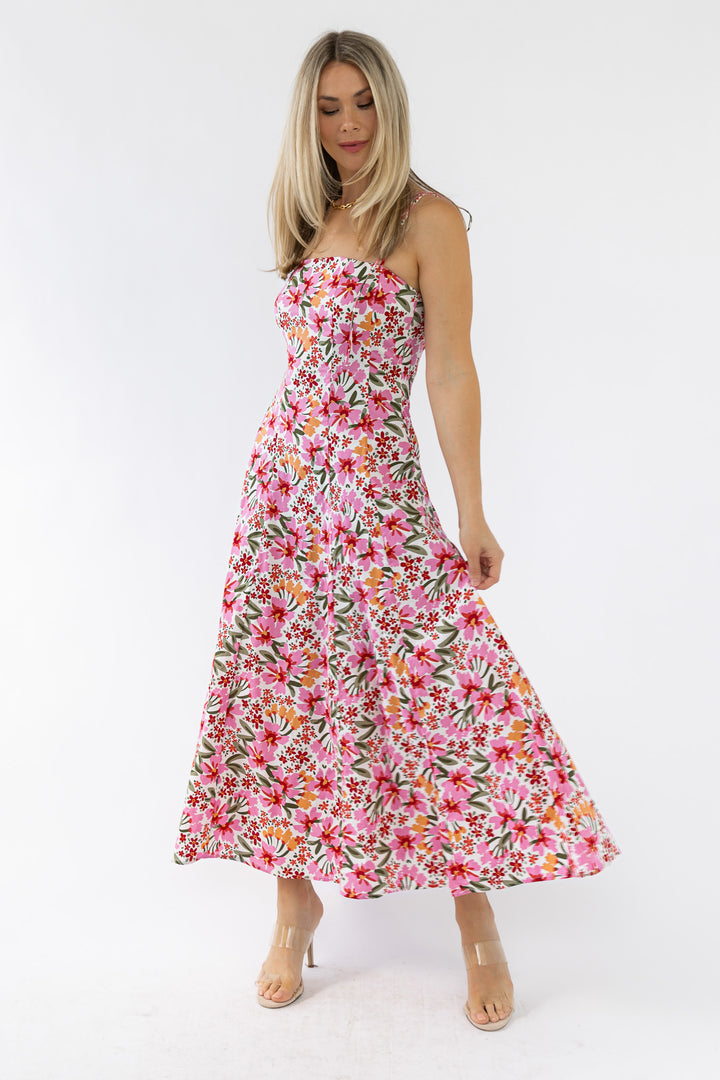 Grace Pink Floral Midi Dress