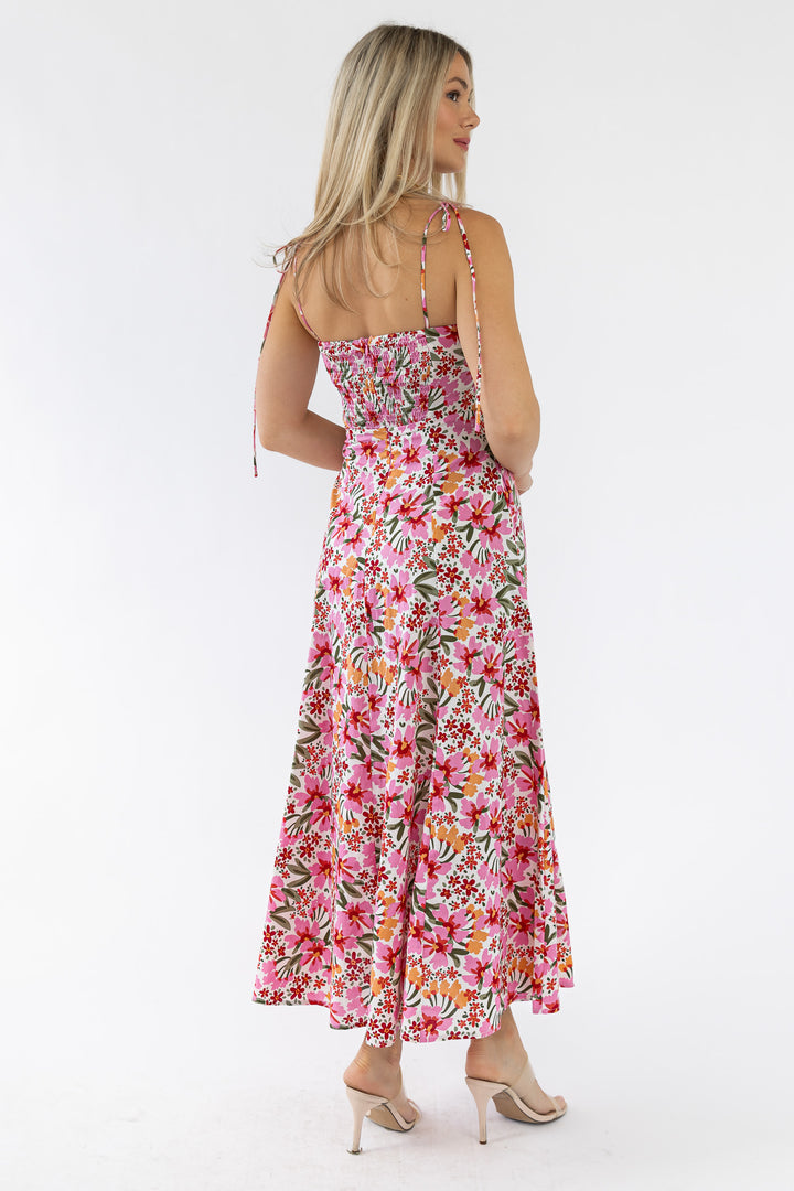 Grace Pink Floral Midi Dress