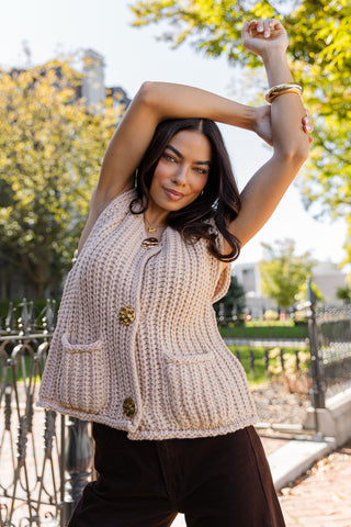 Greer Taupe Chunky Sweater Vest