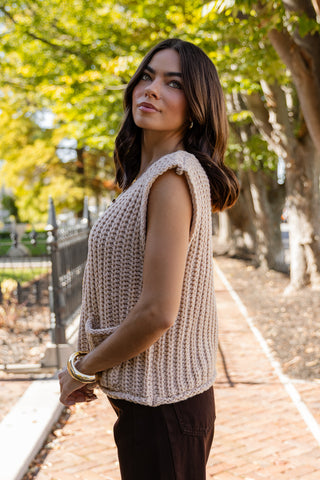 Greer Taupe Chunky Sweater Vest