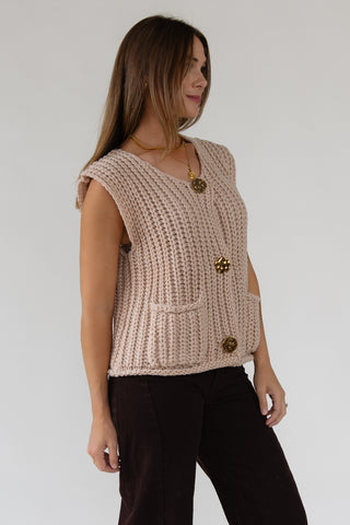 Greer Taupe Chunky Sweater Vest