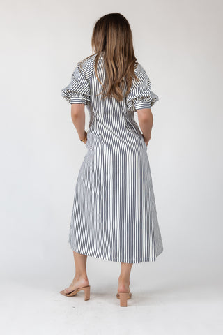 Harbor Black Stripe Midi Dress