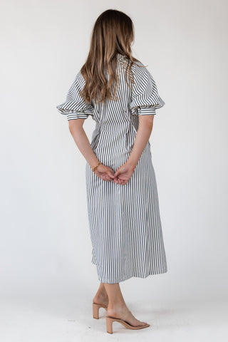 Harbor Black Stripe Midi Dress