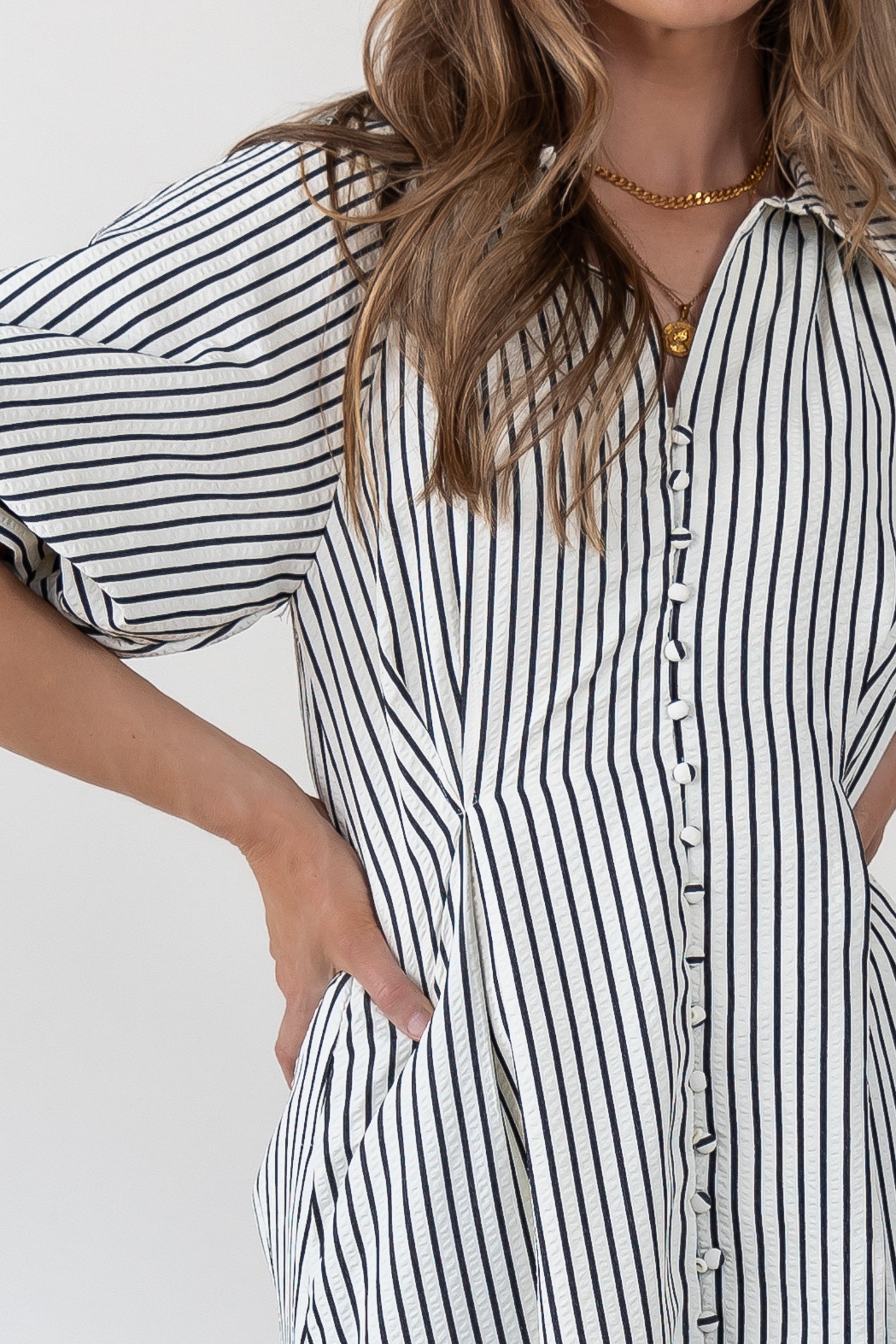 Harbor Black Stripe Midi Dress