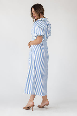 Harbor Blue Stripe Midi Dress