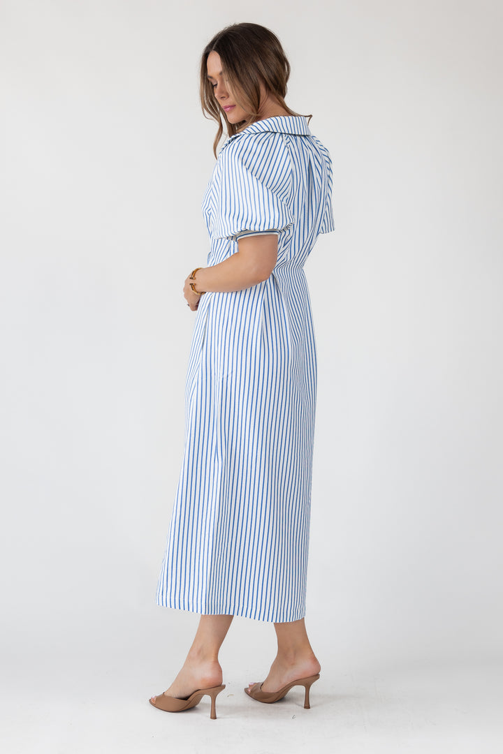 Harbor Blue Stripe Midi Dress