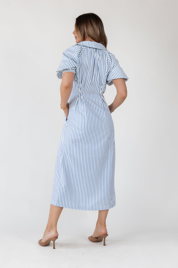 Harbor Blue Stripe Midi Dress