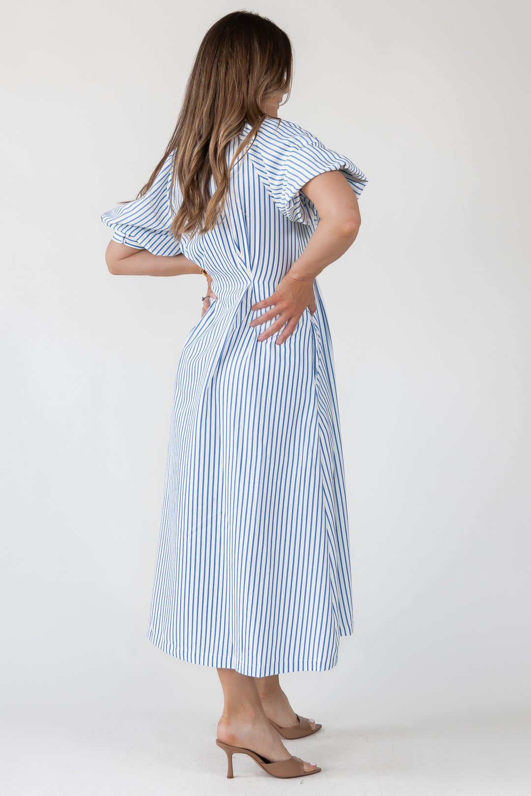 Harbor Blue Stripe Midi Dress