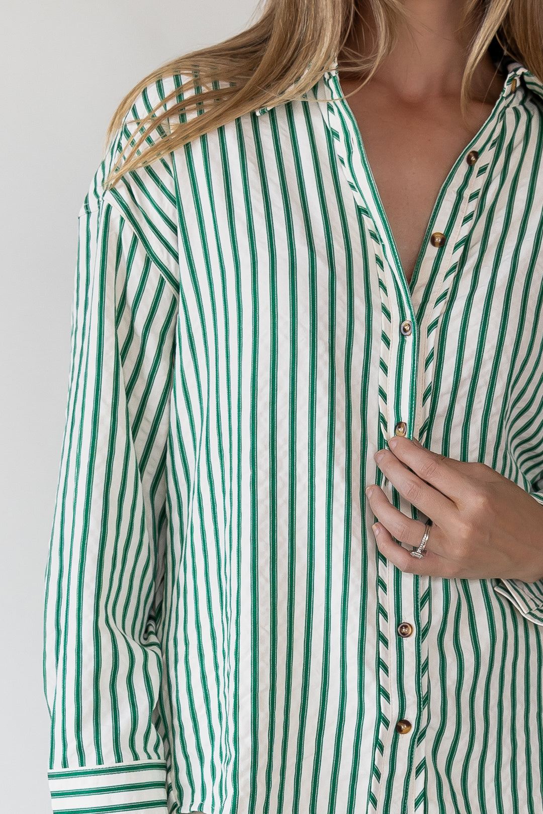Harlow Green Textured Stripe Top