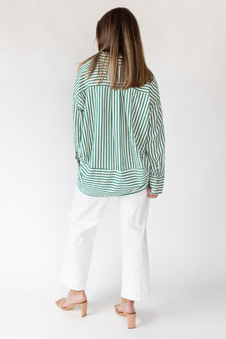 Harlow Green Textured Stripe Top